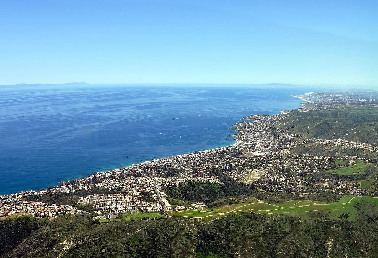 Aerial view of Laguna Beach and the coastline